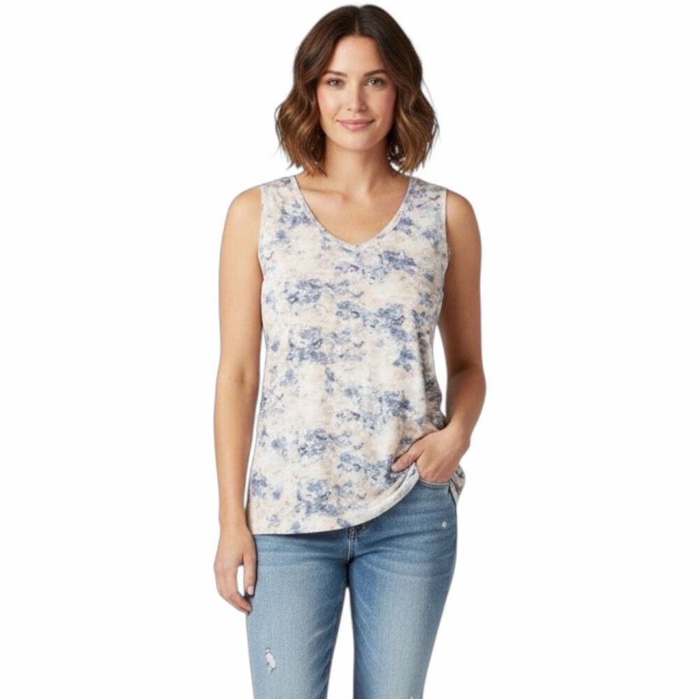EDDIE BAUER Women’s Blue White Sleeveless Tie Dye Print Tank Top 2X / XXL / 2XL